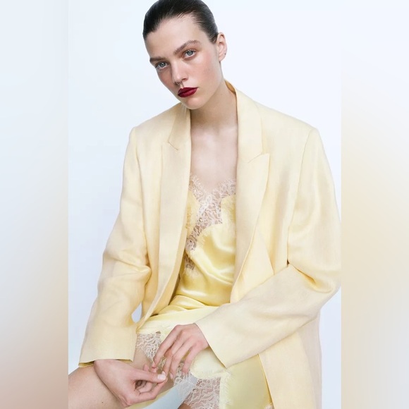 NWT ZARA MINIMAL LINEN BLAZER - Picture 13 of 15